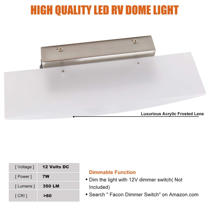 Facon 12V RV Vanity Light LED Wall Sconce with Switch and USB Charger Socket (5V / 2.1A), Decorative RV Reading Lights with Acrylic, 12Volts DC Interior Light for RV Camper Motorhome - Image 3